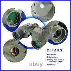 10x50 Marine Binoculars BAK4 Prism FMC Lens with Rangefinder Compass Waterproof