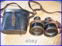 1920s British military binoculars UK HEZZANITH HEATH & CO. LTD with leather case