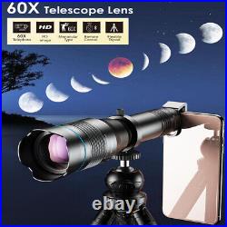 APEXEL 60X Zoom Optical HD Lens Monocular Telescope +Tripod +Clip For Cell Phone