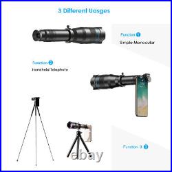 APEXEL 60X monocular telescope Zoom Telephoto Lens for phones With remote Tripod