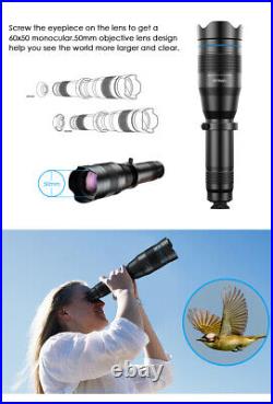 APEXEL HD 60x Zoom Telescope Lens Monocular With Retractable Stand For Outdoor