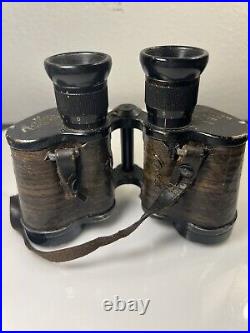 Dienstglas 6x30 E. LEITZ WETZLAR H/6400 WW2 Binoculars German Eagle on Eyepiece