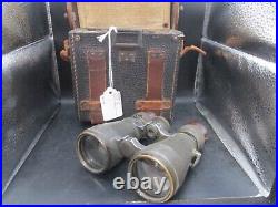 E. Leitz Wetzlar 08 Field Military WWI Binoculars with Case #2