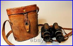 French WWI Huet & Co. Military 8X Binoculars with Original Straps & Case c. 1914