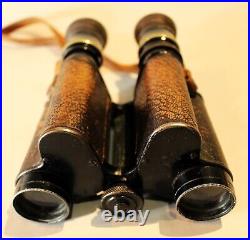 French WWI Huet & Co. Military 8X Binoculars with Original Straps & Case c. 1914