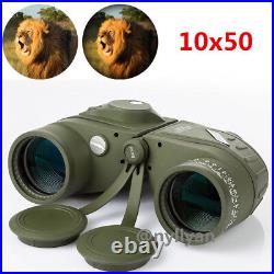 Military 10x50 Binoculars Telescope Digital Compass Waterproof Light Night Vison