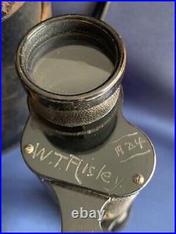 Military Binoculars Dated 1924 Lemaire Fabt Paris With Case Etched W. T. Risley