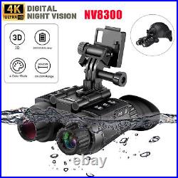 NV8300 8X Zoom IR Night Vision Binoculars 3D 4K Head Mounted Goggles Hunting