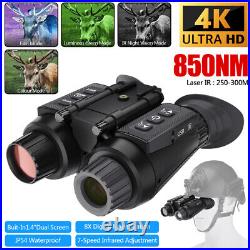 NV8300 Infrared Night Vision Binoculars 4K 3D Head Mounted Goggles 8X Zoom 300M