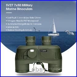 SVBONY SV27 Military 7x50mm Binocular Range Finder Compass 396ft IPX7 Waterproof