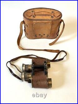 Vtg US Naval Gun Factory 6x30 Military Stereo Brown Binoculars With Case