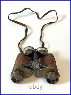 Vtg US Naval Gun Factory 6x30 Military Stereo Brown Binoculars With Case