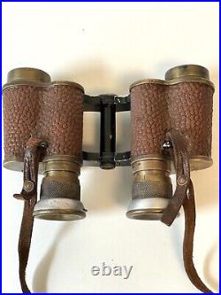 Vtg US Naval Gun Factory 6x30 Military Stereo Brown Binoculars With Case