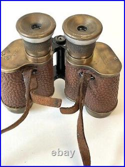 Vtg US Naval Gun Factory 6x30 Military Stereo Brown Binoculars With Case