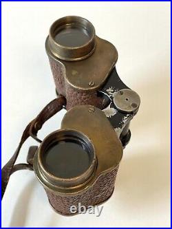 Vtg US Naval Gun Factory 6x30 Military Stereo Brown Binoculars With Case