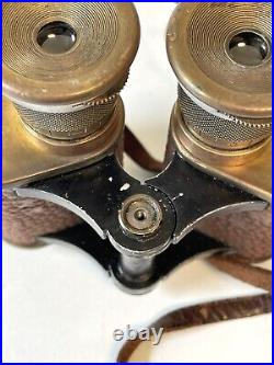 Vtg US Naval Gun Factory 6x30 Military Stereo Brown Binoculars With Case