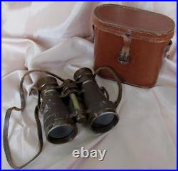 WW2 ORIGINAL KINGDOM BULGARIA MILITARY BINOCULARS withLEATHER CASE RARE