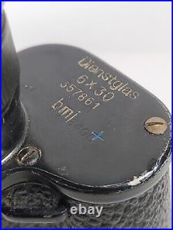 WWII Hensoldt Wetzlar 6x30 Dienstglas H/6400 Binoculars German Military w Case